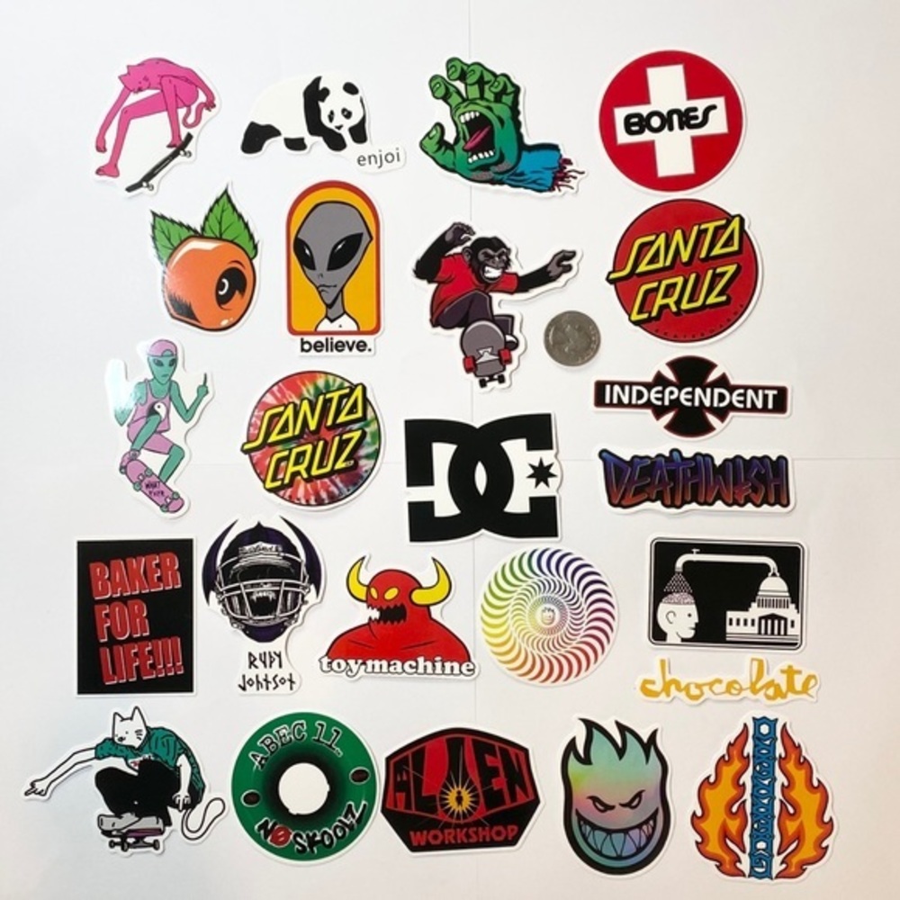 24 skateboarding stickers